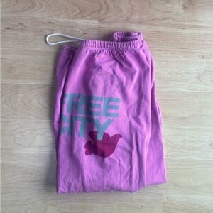 FREE CITY Pink Pants with Graphic Design